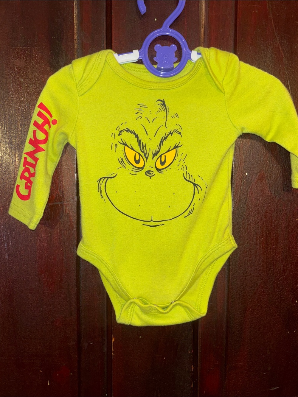 Grinch Long-Sleeve Baby Bodysuit in Lime Green - Licensed Character